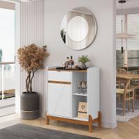 Aparador Bar Bari 1 Porta 1 Gaveta Com Pés De Madeira Maciça Branco cedro - 6