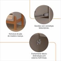 Aparador Bar Bari 1 Porta 1 Gaveta Com Pés De Madeira Maciça Off White cedro - 2