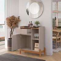 Aparador Bar Bari 1 Porta 1 Gaveta Com Pés De Madeira Maciça Off White cedro - 5