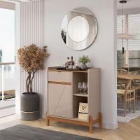 Aparador Bar Bari 1 Porta 1 Gaveta Com Pés De Madeira Maciça Off White cedro - 6