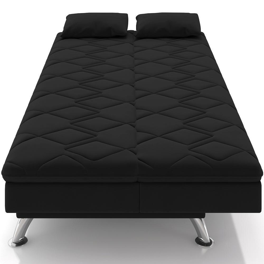 Sofá Cama Para Sala De Estar Quarto 193cm Lia M03 Veludo Preto - Lyam Decor - 2
