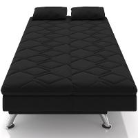 Sofá Cama Para Sala De Estar Quarto 193cm Lia M03 Veludo Preto - Lyam Decor - 2