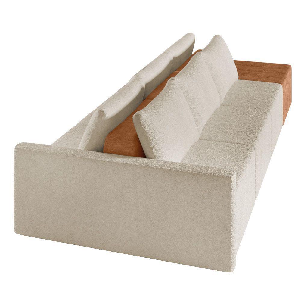 Sofá Ilha 3 Lugares Living 402cm Modulado Para Sala Lary Bouclê K01 - D'rossi Cor Bege - 4