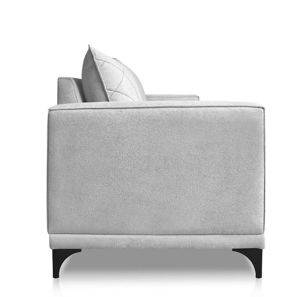 Sofá Living 2 Lugares Com Pés De Ferro Almofadas Soltas 200cm Neso Bouclê Cinza - 2