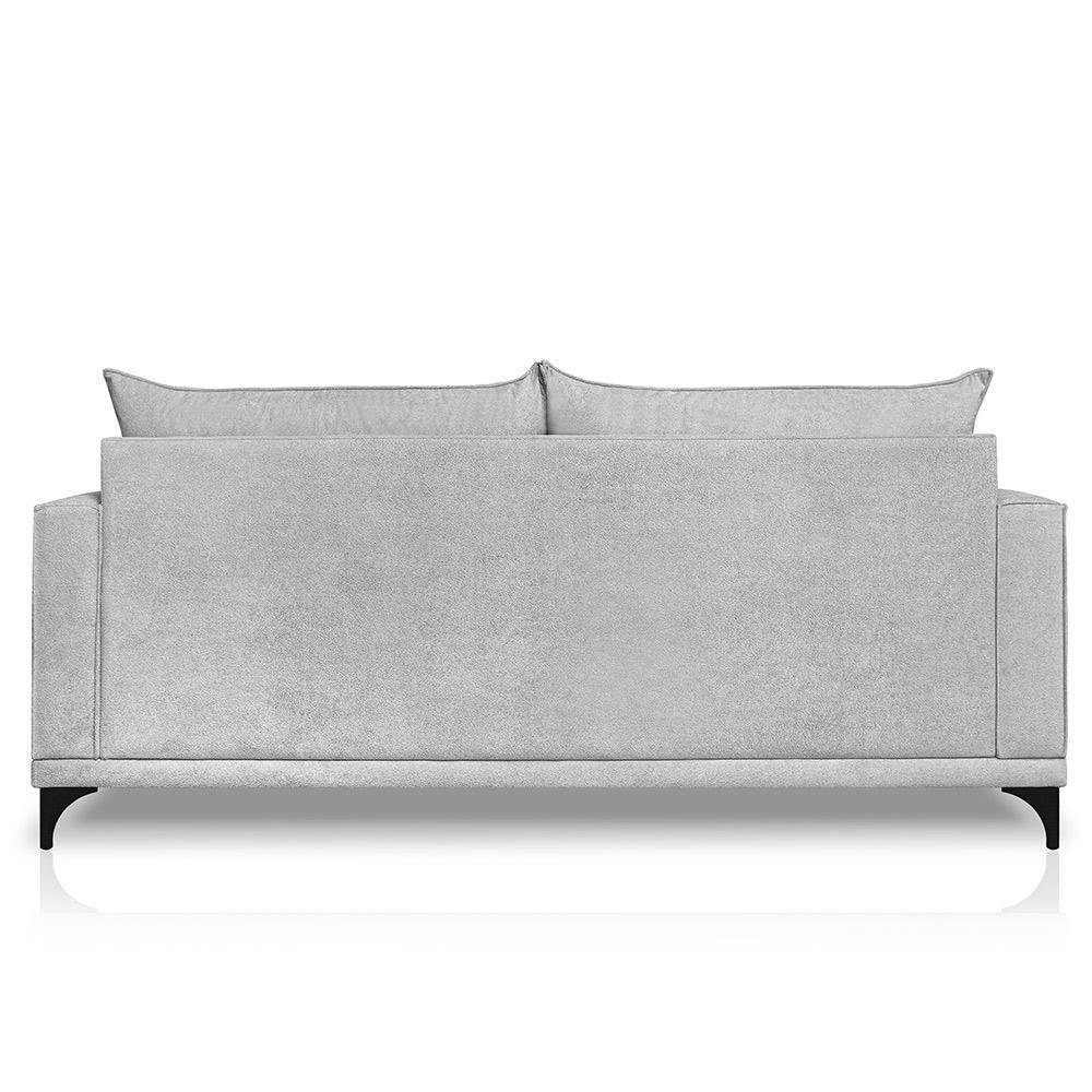 Sofá Living 2 Lugares Com Pés De Ferro Almofadas Soltas 200cm Neso Bouclê Cinza - 4