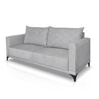 Sofá Living 2 Lugares Com Pés De Ferro Almofadas Soltas 200cm Neso Bouclê Cinza - 6