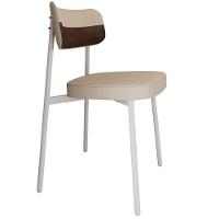 Kit 08 Cadeiras Estofada Para Sala De Jantar Astrid Branco C01 Linho Areia Courino Whisky - Lyam Decor - 5