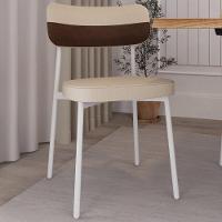 Kit 08 Cadeiras Estofada Para Sala De Jantar Astrid Branco C01 Linho Areia Courino Whisky - Lyam Decor - 6