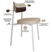 Kit 08 Cadeiras Estofada Para Sala De Jantar Astrid Branco C01 Linho Areia Courino Whisky - Lyam Decor - 7