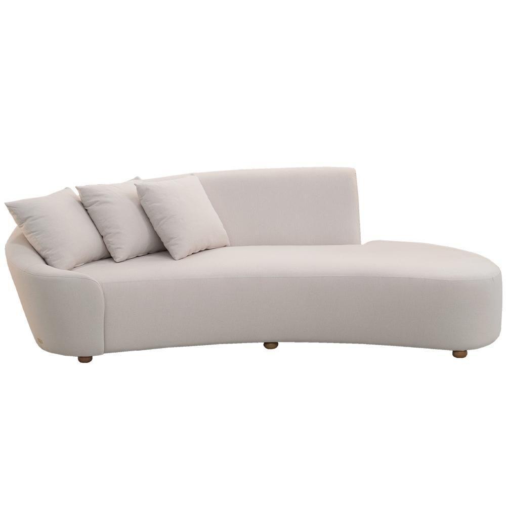 Sofá 3 Lugares Com Puff Orgânico Sala Living 250cm Adam T03 Veludo Bege - Lyam Decor - 5