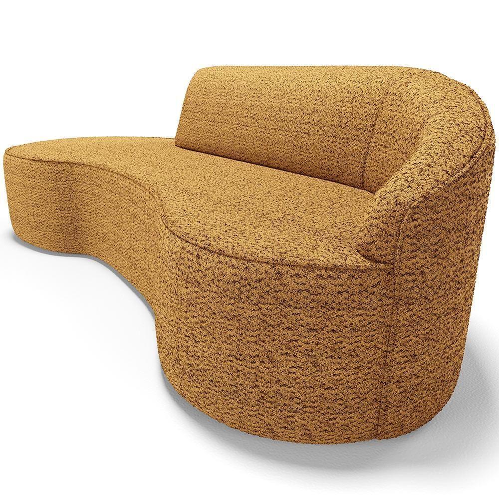 Sofá 3 Lugares Curvo Living Firenze Direito D02 Prime Bouclê Mostarda 210cm Pb-03 - 4