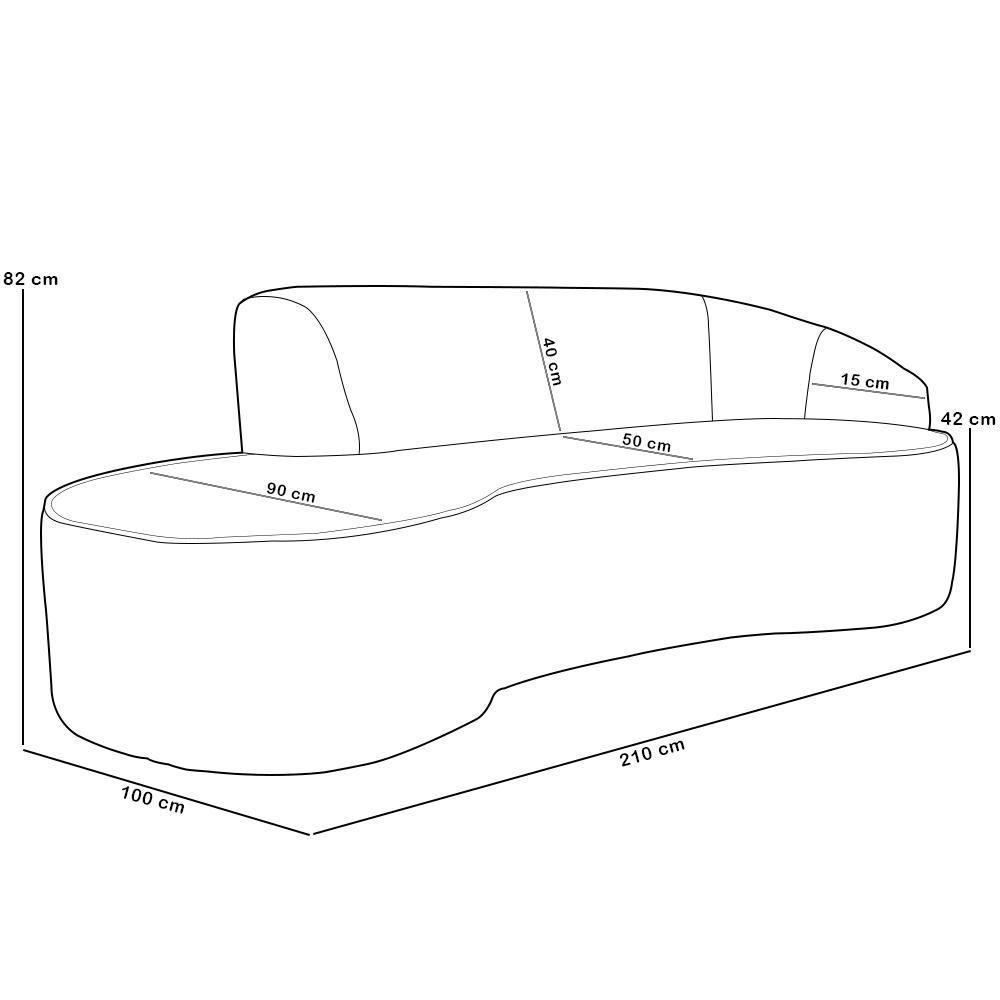 Sofá 3 Lugares Curvo Living Firenze Direito D02 Prime Bouclê Mostarda 210cm Pb-03 - 5