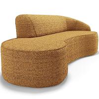 Sofá 3 Lugares Curvo Living Firenze Direito D02 Prime Bouclê Mostarda 210cm Pb-03 - 1