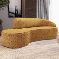 Sofá 3 Lugares Curvo Living Firenze Direito D02 Prime Bouclê Mostarda 210cm Pb-03 - 8