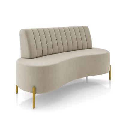 Sofá 2 Lugares Living 135cm Pé Ferro Dourado Maraú Veludo K01 - D\'rossi Cor Cinza