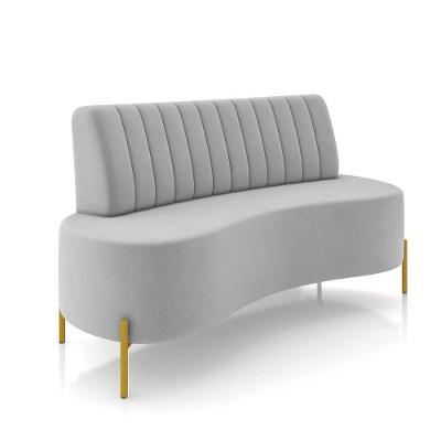 Sofá 2 Lugares Living 135cm Pé Ferro Dourado Maraú Veludo Cinza K01 - D\'rossi