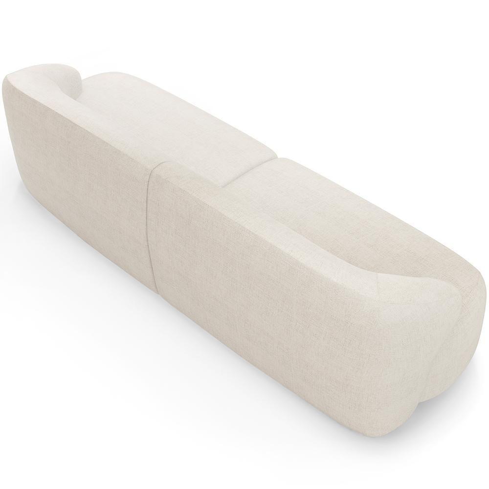 Sofá 3 Lugares Curvo Orgânico Com 02 Poltronas Living 220cm Barolo L06 Linho Mescla - 5