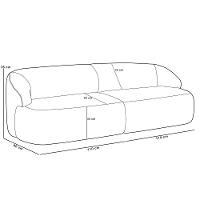 Sofá 3 Lugares Curvo Orgânico Com 02 Poltronas Living 220cm Barolo L06 Linho Mescla