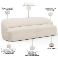 Sofá 3 Lugares Curvo Orgânico Com 02 Poltronas Living 220cm Barolo L06 Linho Mescla - 6