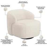 Sofá 3 Lugares Curvo Orgânico Com 02 Poltronas Living 220cm Barolo L06 Linho Mescla - 9