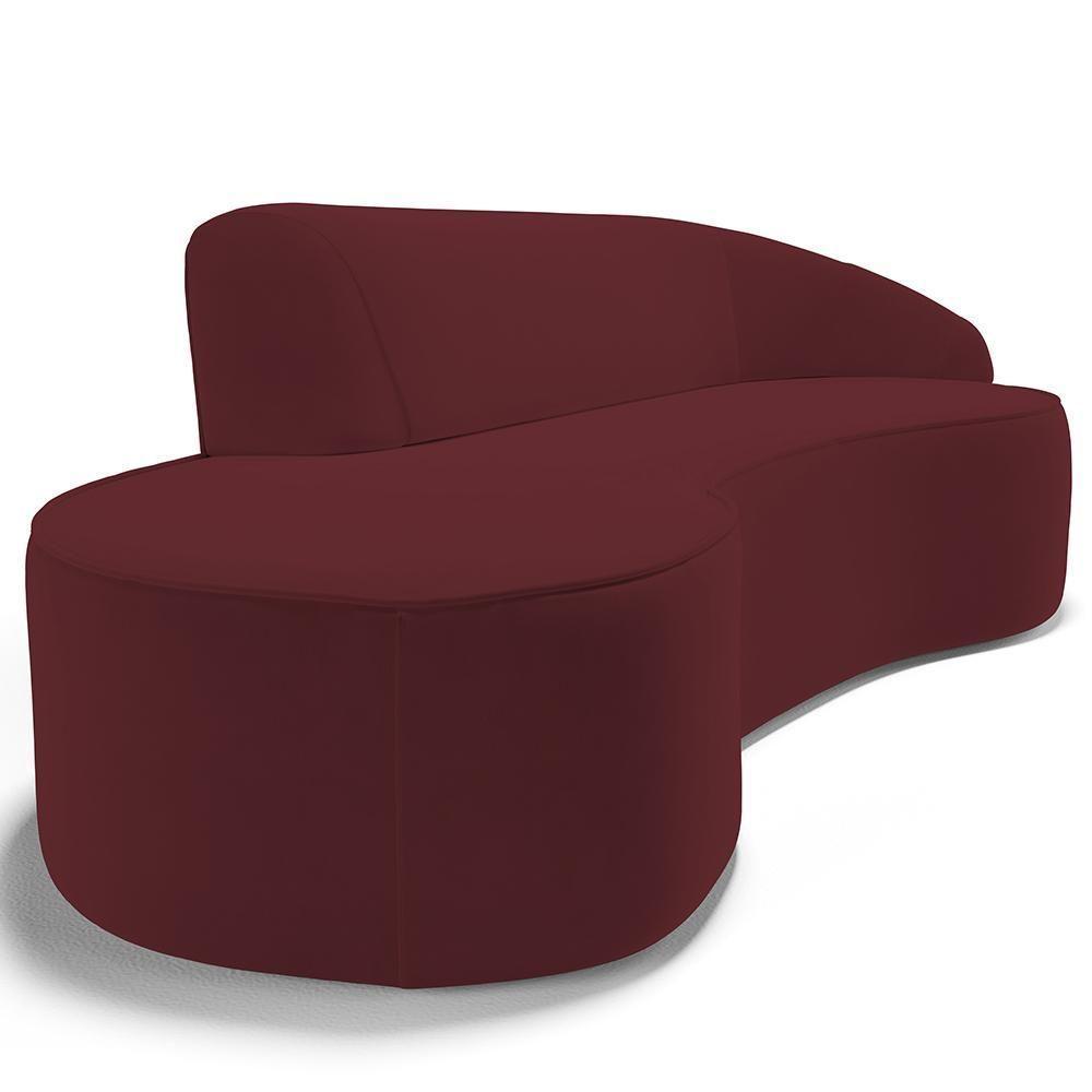 Sofá 3 Lugares Curvo Living Firenze Direito D02 Veludo Marsala 180cm C-278 - Lyam - 5