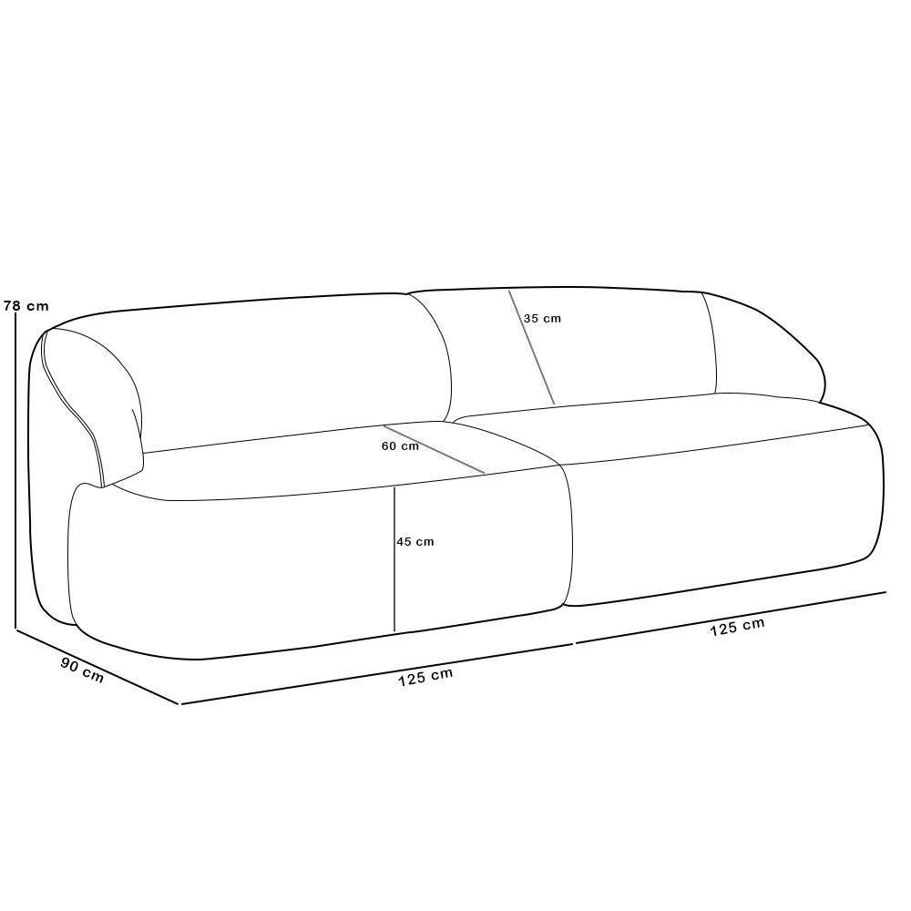 Sofá 3 Lugares Curvo Orgânico Living 250cm Barolo L06 Veludo Grafite - 3