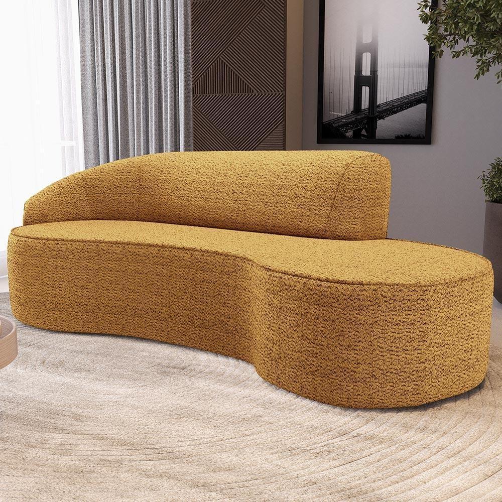 Sofá 4 Lugares Curvo Living Firenze Esquerdo D02 Prime Bouclê Mostarda 260cm Pb-03 - 7