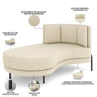 Sofá Chaise Longue Living Lucca Esquerdo D02 Linho Creme D-463 - 5