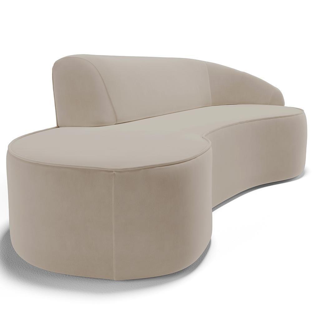 Sofá 3 Lugares Curvo Living Firenze Direito D02 Veludo Champagne 180cm C-68 - Lyam - 2