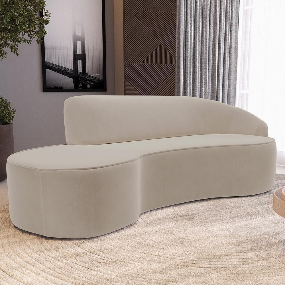 Sofá 3 Lugares Curvo Living Firenze Direito D02 Veludo Champagne 180cm C-68 - Lyam - 7