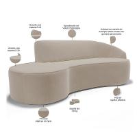 Sofá 3 Lugares Curvo Living Firenze Direito D02 Veludo Champagne 180cm C-68 - Lyam - 6