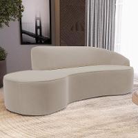 Sofá 3 Lugares Curvo Living Firenze Direito D02 Veludo Champagne 180cm C-68 - Lyam - 7