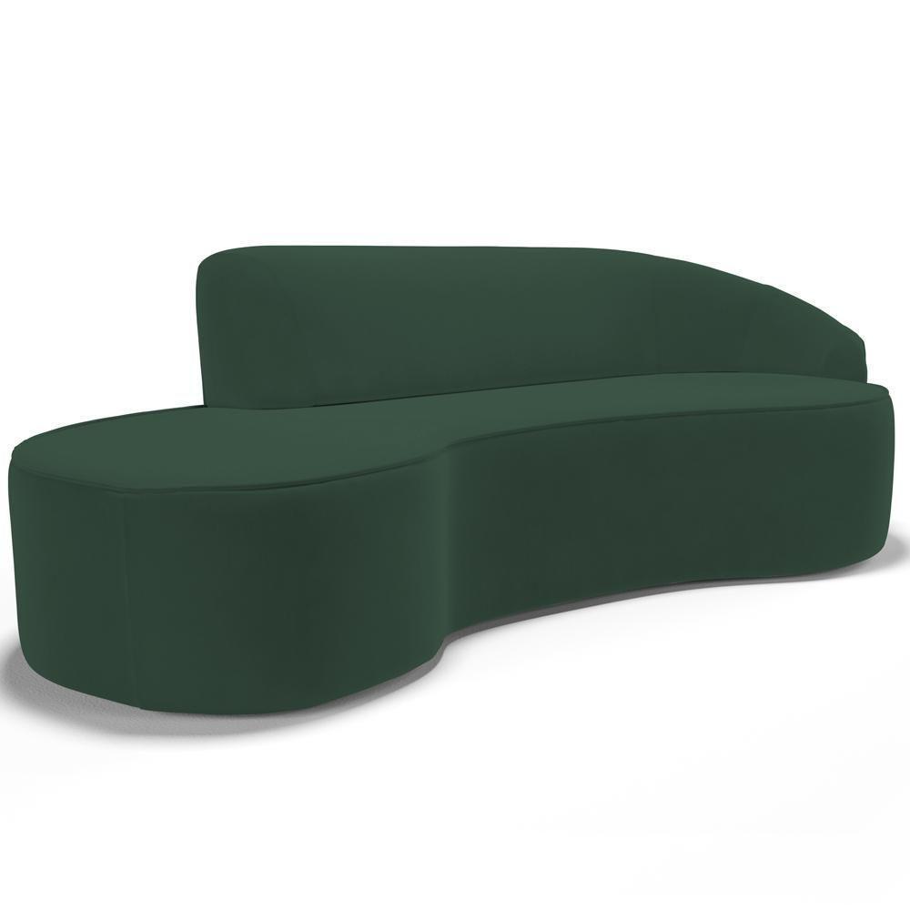 Sofá 4 Lugares Curvo Living Firenze Direito D02 Veludo Verde Musgo 280cm C-303 - Lyam - 1