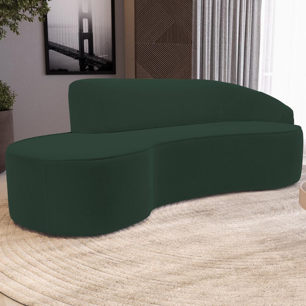 Sofá 4 Lugares Curvo Living Firenze Direito D02 Veludo Verde Musgo 280cm C-303 - Lyam - 7
