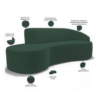 Sofá 4 Lugares Curvo Living Firenze Direito D02 Veludo Verde Musgo 280cm C-303 - Lyam - 6