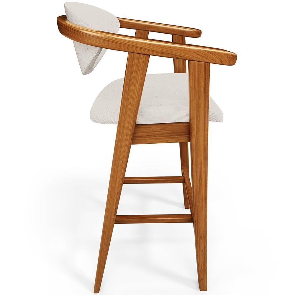 Kit 02 Banquetas Alta Para Cozinha Bancada Bar Sala De Jantar Fixa Cecília L02 Linho Cru - 2