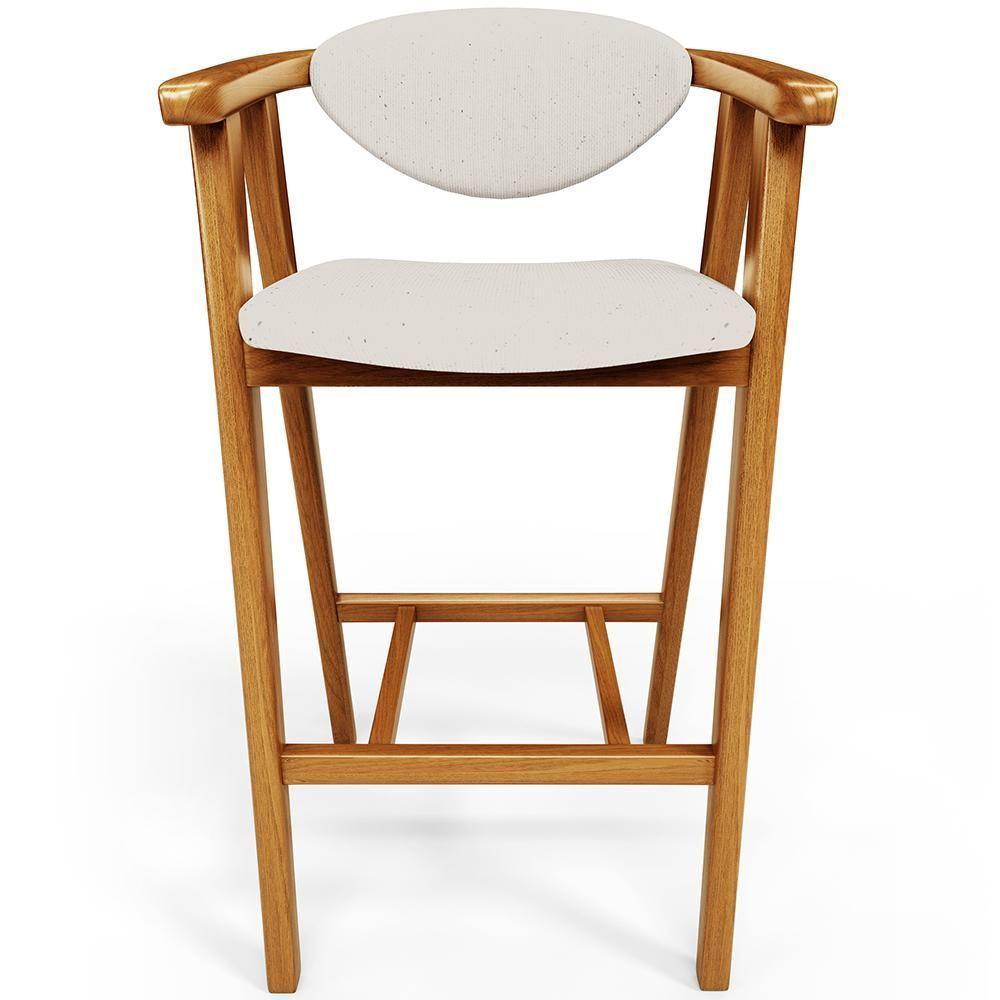 Kit 02 Banquetas Alta Para Cozinha Bancada Bar Sala De Jantar Fixa Cecília L02 Linho Cru - 3