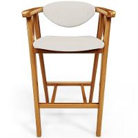 Kit 02 Banquetas Alta Para Cozinha Bancada Bar Sala De Jantar Fixa Cecília L02 Linho Cru - 3