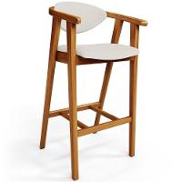 Kit 02 Banquetas Alta Para Cozinha Bancada Bar Sala De Jantar Fixa Cecília L02 Linho Cru - 5