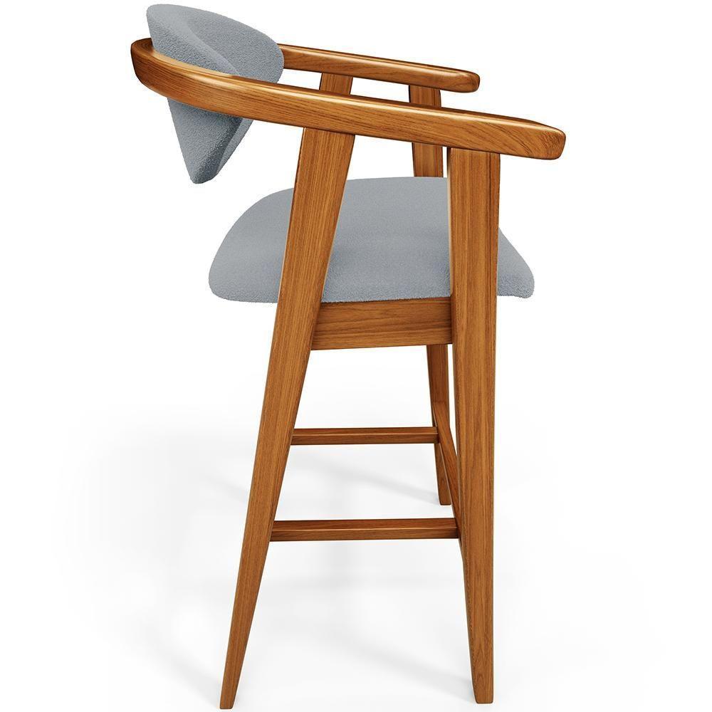 Kit 02 Banquetas Alta Para Cozinha Bancada Bar Sala De Jantar Fixa Cecília L02 Bouclê Cinza - 2