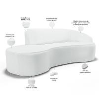 Sofá 5 Lugares Curvo Living Firenze Direito D02 Corano Branco 300cm C-12 - Lyam - 6