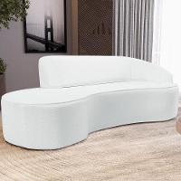 Sofá 5 Lugares Curvo Living Firenze Direito D02 Corano Branco 300cm C-12 - Lyam - 7