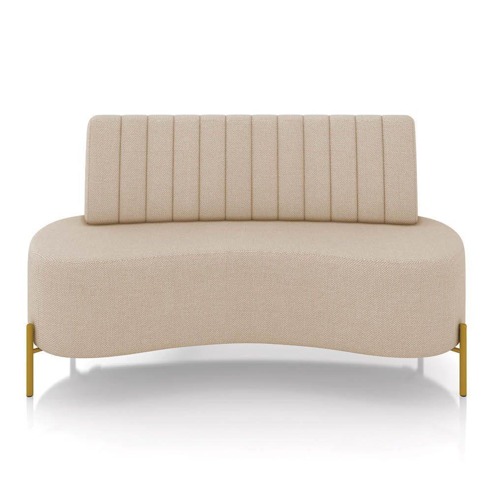 Sofá 2 Lugares Living 135cm Pé Ferro Dourado Maraú Linho K01 - D\'rossi Cor Bege - 3