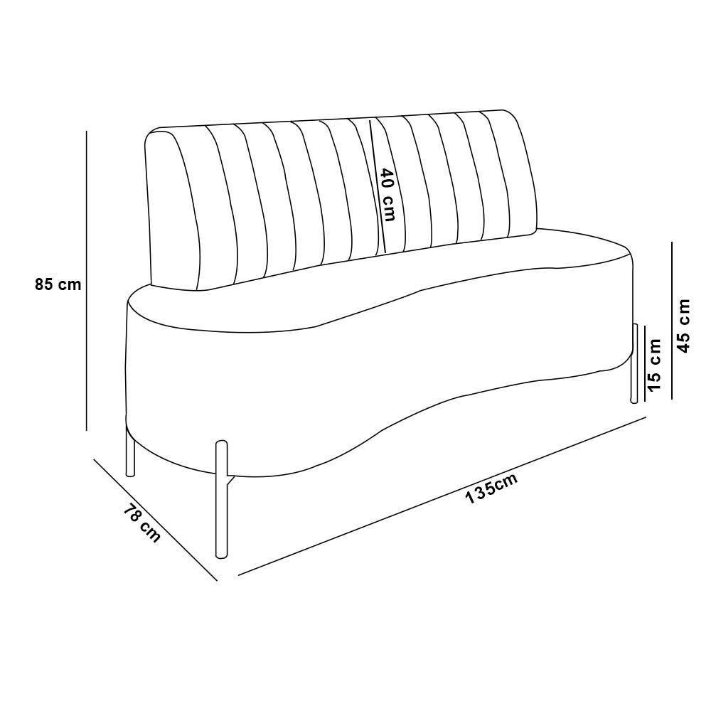 Sofá 2 Lugares Living 135cm Pé Ferro Dourado Maraú Linho K01 - D\'rossi Cor Bege - 7