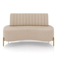 Sofá 2 Lugares Living 135cm Pé Ferro Dourado Maraú Linho K01 - D\'rossi Cor Bege - 3