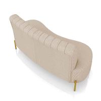 Sofá 2 Lugares Living 135cm Pé Ferro Dourado Maraú Linho K01 - D\'rossi Cor Bege