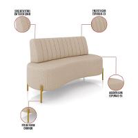 Sofá 2 Lugares Living 135cm Pé Ferro Dourado Maraú Linho K01 - D\'rossi Cor Bege - 5