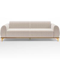 Sofá 4 Lugares Kiev 260cm D02 Base Castanho Pés D'ouro Bouclê Creme B-54 - 2