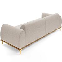 Sofá 4 Lugares Kiev 260cm D02 Base Castanho Pés D'ouro Bouclê Creme B-54 - 5