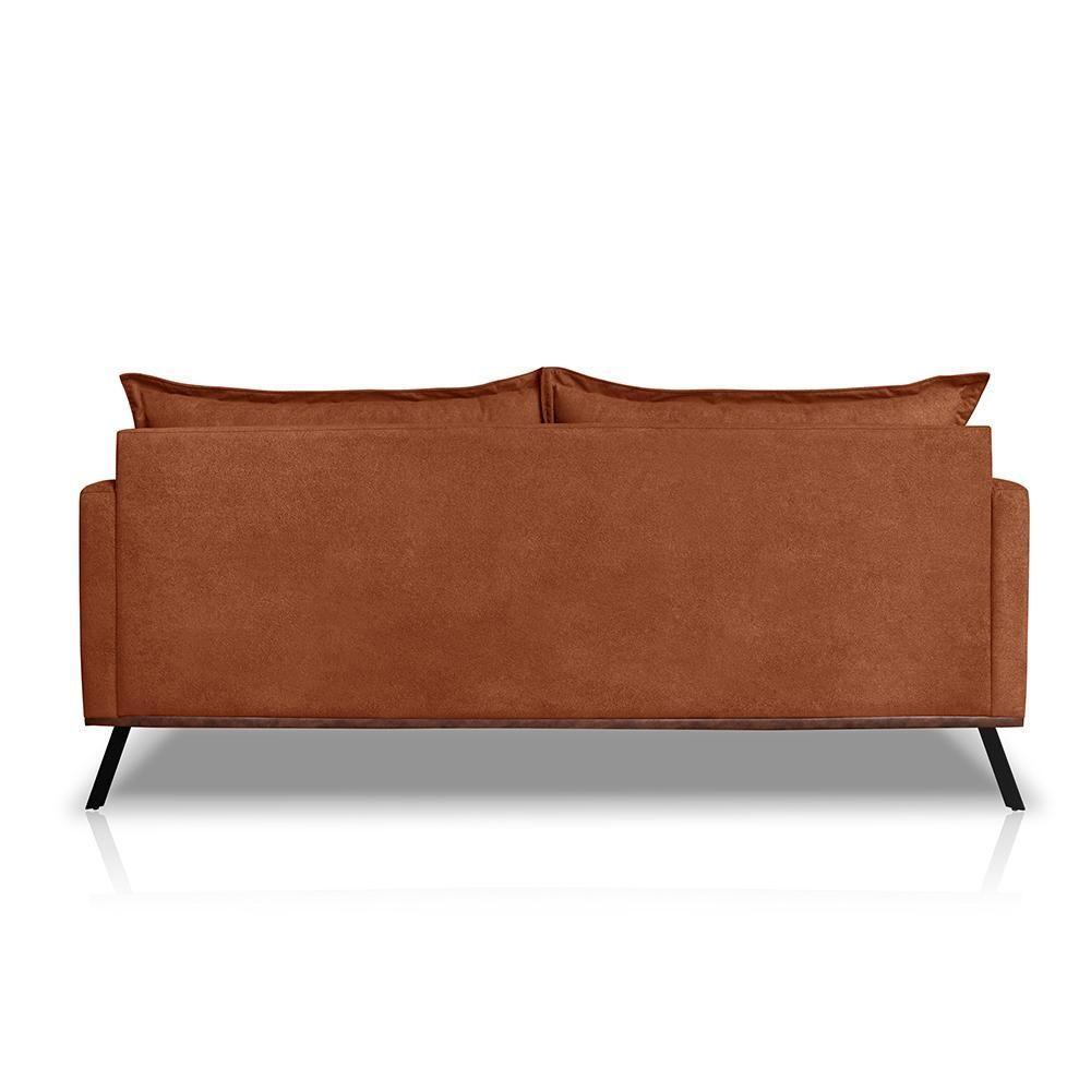 Sofá Living 3 Lugares Com Pés De Ferro Almofadas Soltas 220cm Saiph Bouclê Terracota - 4